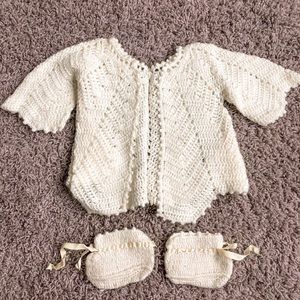 Knitted Yellow Sweater and Booties